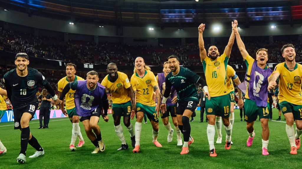 Australia celebrando su clasificación. Vía: X/@Socceroos