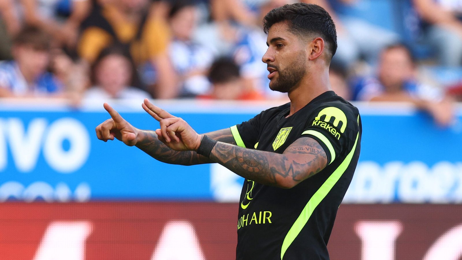Cuti Romero, en su primer gol como rojiblanco.